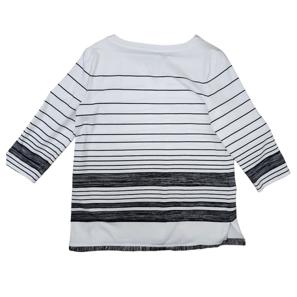 Talbots STRIPE TASSEL SPLIT-NECK Top - Picture 7 of 9